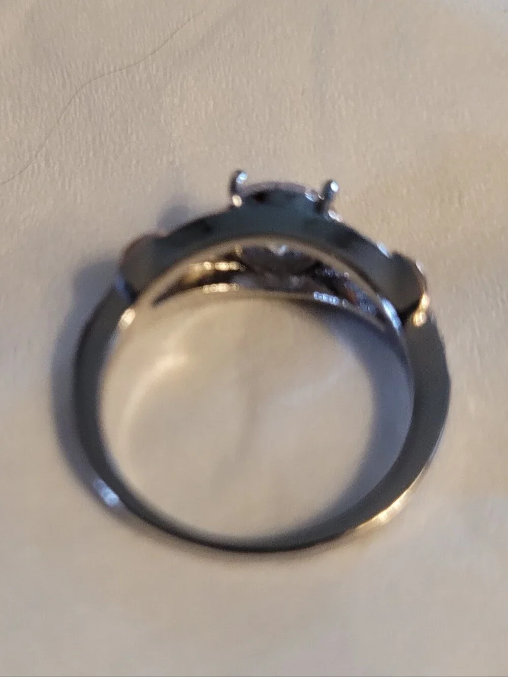 Silver/Gold Tone CZ Cocktail Ring with Crystals - Size 6